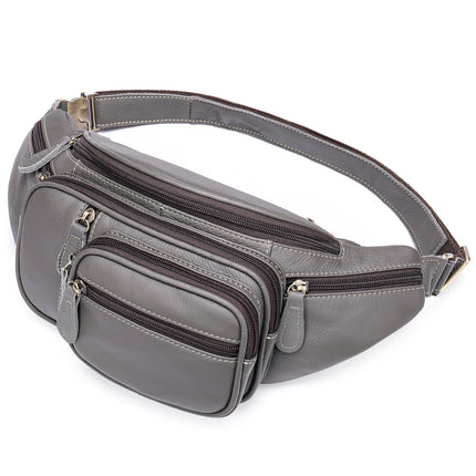 Multifunctional men's fanny pack Genuine leather outdoor sports leisure chest bag single shoulder crossbody bag crocodile grain