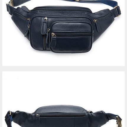 Multifunctional men's fanny pack Genuine leather outdoor sports leisure chest bag single shoulder crossbody bag crocodile grain