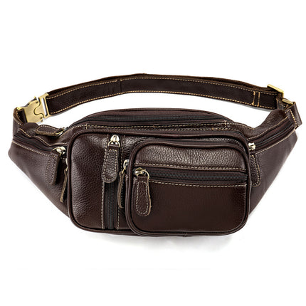 Multifunctional men's fanny pack Genuine leather outdoor sports leisure chest bag single shoulder crossbody bag crocodile grain