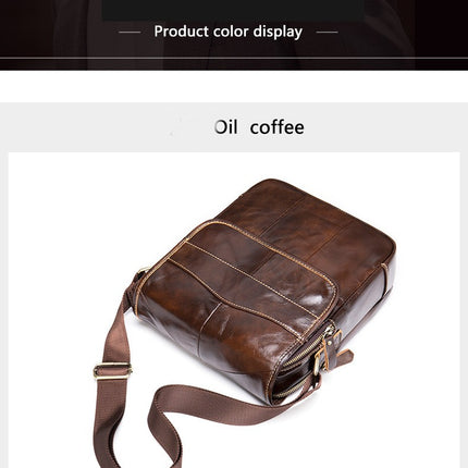Genuine Leather Shoulder Bag, Men's Crossbody Bag, Men's Shoulder Bag, Cowhide Leather Casual Flap Leather Bag