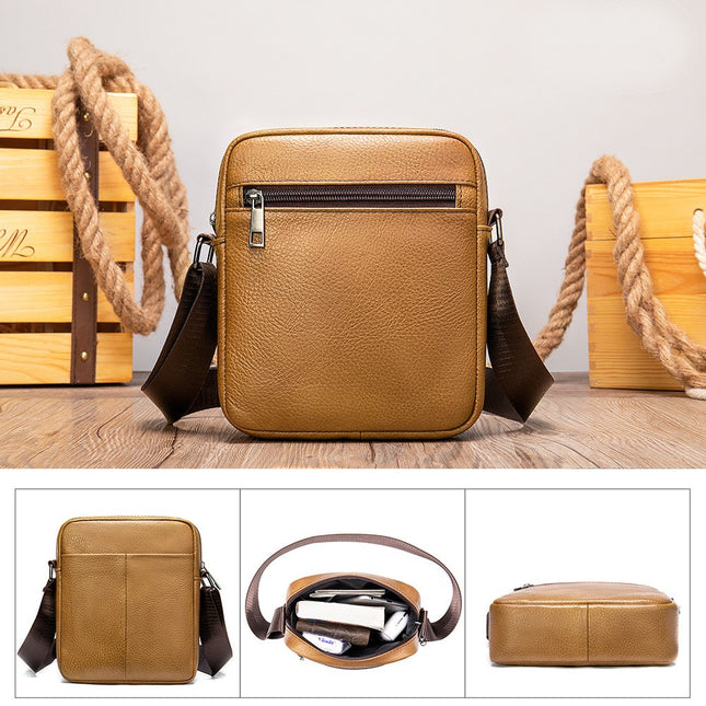 Vintage Leather Luggage Bag Simple Small Crossbody Mini Satchel Shoulder Bag Men's Casual Bag Small Messenger Bag