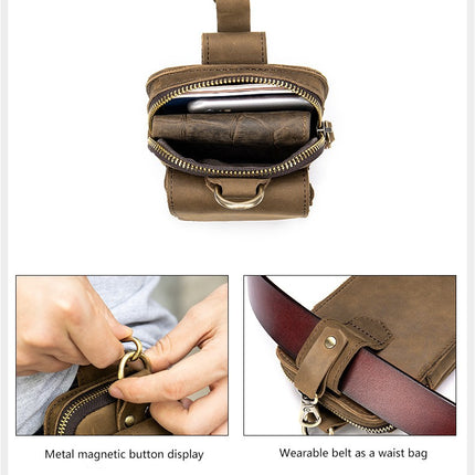 Pochette verticale en cuir pour téléphone portable, pochette de taille pour téléphone portable, support de ceinture pour téléphone portable, étui en cuir, petit cuir véritable Vintage