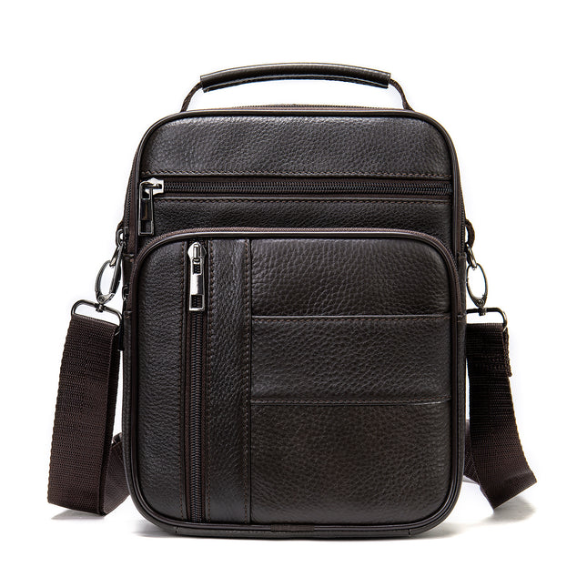 Business Travel Genuine Leather Men's Shoulder Bag Head Cowhide Retro Tote Vertical Crossbody Bags