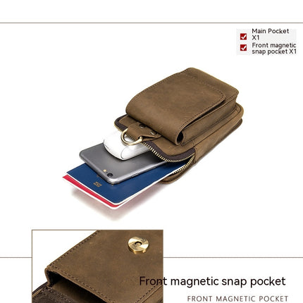 Pochette verticale en cuir pour téléphone portable, pochette de taille pour téléphone portable, support de ceinture pour téléphone portable, étui en cuir, petit cuir véritable Vintage