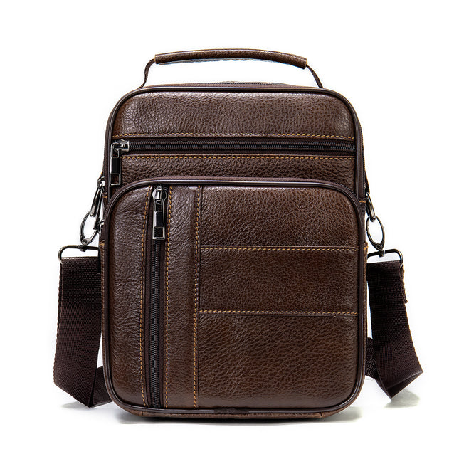 Business Travel Genuine Leather Men's Shoulder Bag Head Cowhide Retro Tote Vertical Crossbody Bags