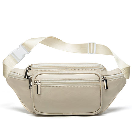 Multi-Layer Multifunctional Men's Universal Genuine Sheepskin Fanny Pack Cell Phone Chest Fanny Pack Cell Phone Bag