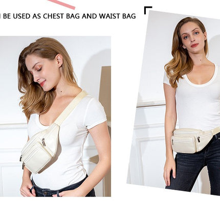 Multi-Layer Multifunctional Men's Universal Genuine Sheepskin Fanny Pack Cell Phone Chest Fanny Pack Cell Phone Bag