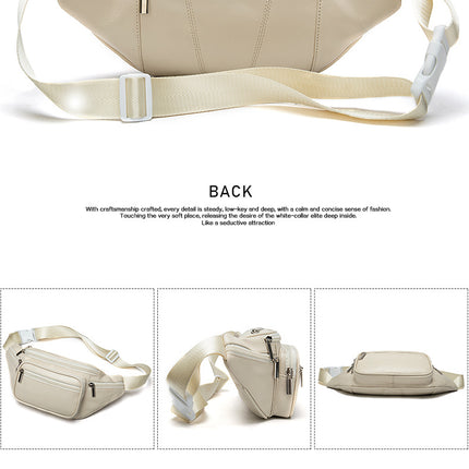 Multi-Layer Multifunctional Men's Universal Genuine Sheepskin Fanny Pack Cell Phone Chest Fanny Pack Cell Phone Bag