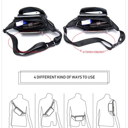 Multi-Layer Multifunctional Men's Universal Genuine Sheepskin Fanny Pack Cell Phone Chest Fanny Pack Cell Phone Bag