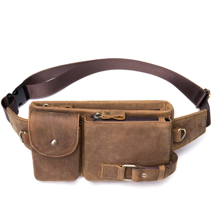 Sac en cuir pour hommes, sacoche en cuir de vache collé, pochette pour téléphone portable, sac de poitrine à bandoulière pour hommes