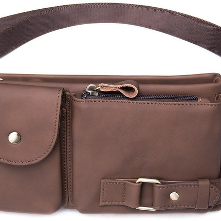 Sac en cuir pour hommes, sacoche en cuir de vache collé, pochette pour téléphone portable, sac de poitrine à bandoulière pour hommes