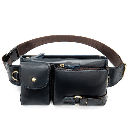 Sac en cuir pour hommes, sacoche en cuir de vache collé, pochette pour téléphone portable, sac de poitrine à bandoulière pour hommes