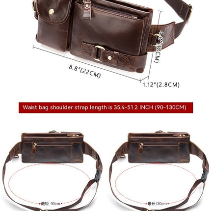 Sac en cuir pour hommes, sacoche en cuir de vache collé, pochette pour téléphone portable, sac de poitrine à bandoulière pour hommes