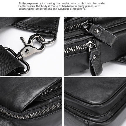Men's Leather Chest Bag Crossbody Bag Outdoor Leisure Backpack Back Layer Cowhide Men's Shoulder Bag Chest Bag