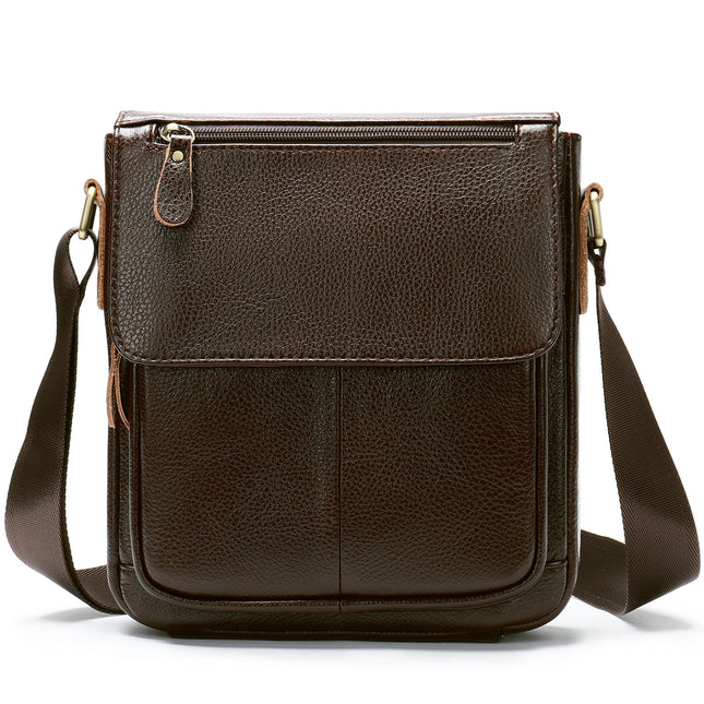 Genuine Leather Men's Bag Shoulder Bag Crossbody Head Cowhide Leather Casual Bag Cover Mens Shoulder Messenger Bag