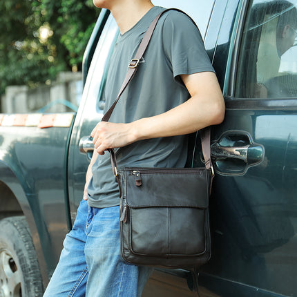 Sac pour hommes en cuir véritable sac à bandoulière tête en cuir de vachette sac casual couverture hommes sac à bandoulière