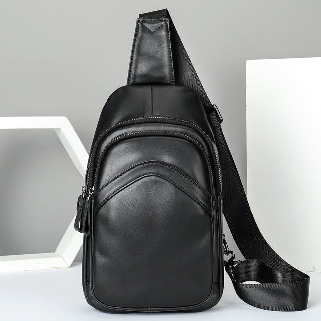 Leder Herren Brusttasche Umhängetasche Umhängetasche, Schlichte Freizeittasche Brusttasche Rindsledertasche
