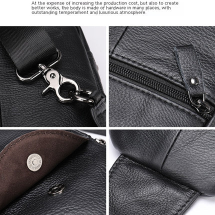 Leather Men's Chest Bag Shoulder Bag Crossbody Bag, Simple Leisure Bag Chest Bag Cowhide Bag