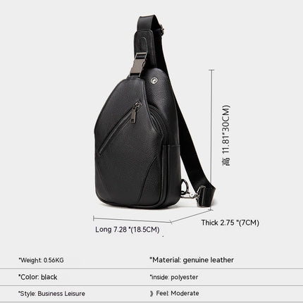 Leather Men's Chest Bag Shoulder Bag Crossbody Bag, Simple Leisure Bag Chest Bag Cowhide Bag