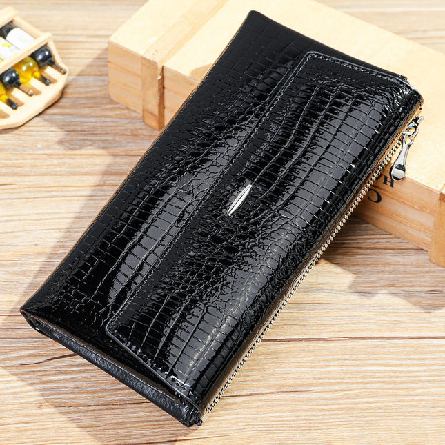 Women's Blocking Wallet Genuine Leather Clutch Wallet Card Holder Organizer Ladies Long Pouch Genuine Leather Coin Purse