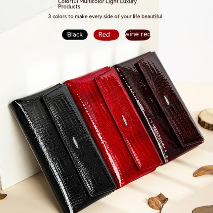 Women's Blocking Wallet Genuine Leather Clutch Wallet Card Holder Organizer Ladies Long Pouch Genuine Leather Coin Purse