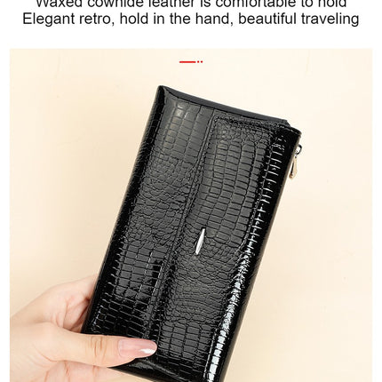 Women's Blocking Wallet Genuine Leather Clutch Wallet Card Holder Organizer Ladies Long Pouch Genuine Leather Coin Purse