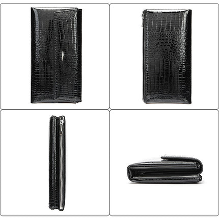 Women's Blocking Wallet Genuine Leather Clutch Wallet Card Holder Organizer Ladies Long Pouch Genuine Leather Coin Purse