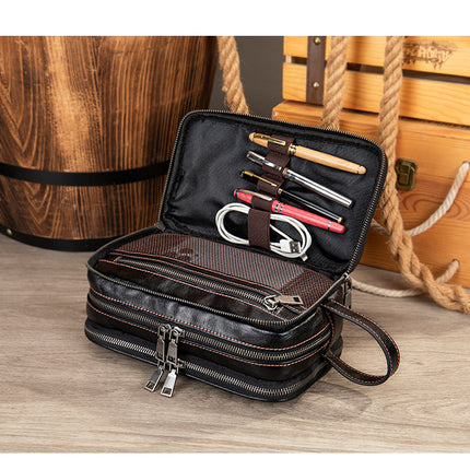 Leather Wrist Clutch Purse Wallet for Men Business Travel Phone Holder Organizer Wristlet Strap Bag Coin Pouch Handbag