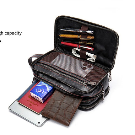 Leather Wrist Clutch Purse Wallet for Men Business Travel Phone Holder Organizer Wristlet Strap Bag Coin Pouch Handbag