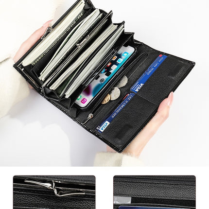 Womens Wallets Leather Long Wallet for Phone Organizer Ladies Travel Purse Folding Clutch Card Holder Purse Coin Purse