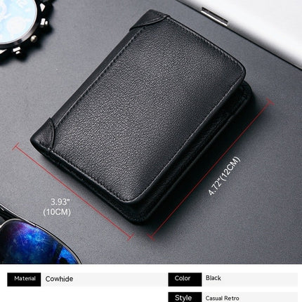 Leather Pouch for Men,Leather Credit Card Holder for Men Thin Bifold Wallet, Slim Front Pocket Minimalist Wallet Card Case Coin Purse