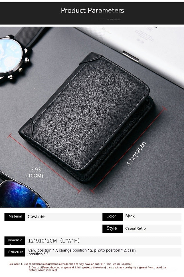 Lederetui für Herren, Leder-Kreditkartenetui für Herren, dünne Bifold-Geldbörse, schlanke Vordertasche, minimalistisches Portemonnaie, Kartenetui, Münzgeldbörse