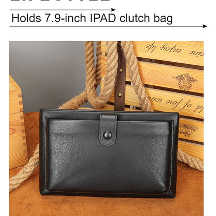 Mens Clutch Bag Genuine Leather Wallet Purse Handbag Travel Wristlet Business Bag Wallet for Men's Zipper Phone Clutch