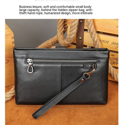 Mens Clutch Bag Genuine Leather Wallet Purse Handbag Travel Wristlet Business Bag Wallet for Men's Zipper Phone Clutch