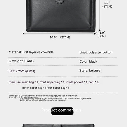 Mens Clutch Bag Genuine Leather Wallet Purse Handbag Travel Wristlet Business Bag Wallet for Men's Zipper Phone Clutch