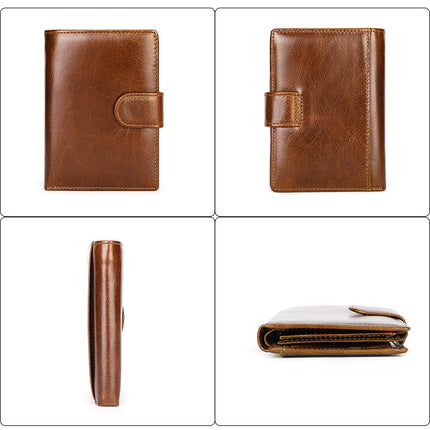 Wallet for Men-Genuine Leather Bifold Wallet With ID Window,Functional Compact Leather Wallet for Men Coin Purse