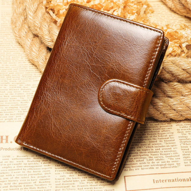 Wallet for Men-Genuine Leather Bifold Wallet With ID Window,Functional Compact Leather Wallet for Men Coin Purse
