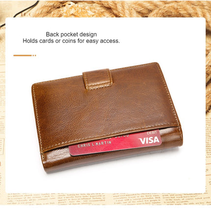 Wallet for Men-Genuine Leather Bifold Wallet With ID Window,Functional Compact Leather Wallet for Men Coin Purse
