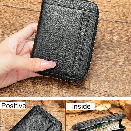 Small Coin Pouch Genuine Leather Wallet  Credit Card Holder Secure Card Case ID Case Organizer Zipper Wallet Coin Purse