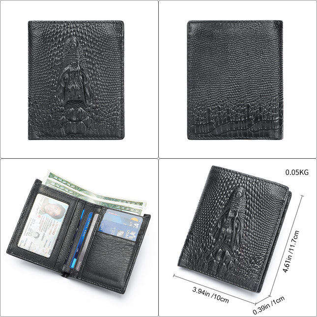 Genuine Leather Wallet Men Crocodile Credit Card Wallet Long Wallets Slim Bifold Credit Card Pocket Wallet