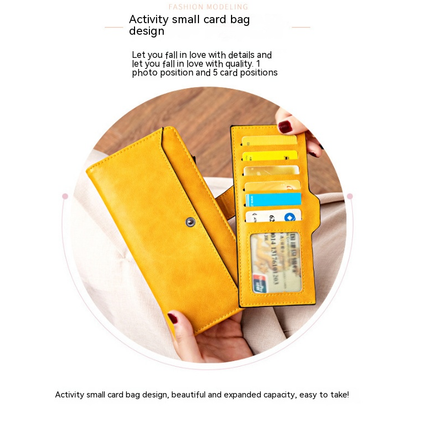 Women's Wallet Large Capacity Leather Clutch Card Holder Women's Wallet Zipper Card Holder Long Credit Card