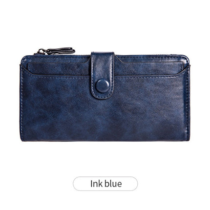 Women's Wallet Large Capacity Leather Clutch Card Holder Women's Wallet Zipper Card Holder Long Credit Card
