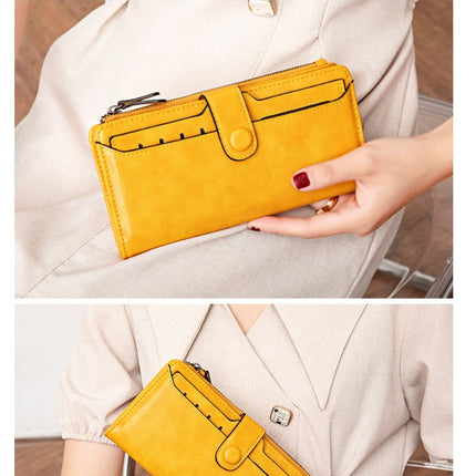 Women's Wallet Large Capacity Leather Clutch Card Holder Women's Wallet Zipper Card Holder Long Credit Card
