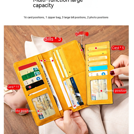 Women's Wallet Large Capacity Leather Clutch Card Holder Women's Wallet Zipper Card Holder Long Credit Card