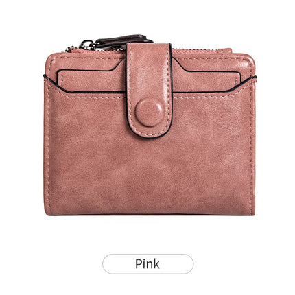 Petit portefeuille en cuir véritable pour femmes, à deux volets, Compact, avec fermeture éclair, porte-cartes, pince à billets, porte-monnaie