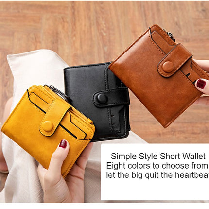 Petit portefeuille en cuir véritable pour femmes, à deux volets, Compact, avec fermeture éclair, porte-cartes, pince à billets, porte-monnaie