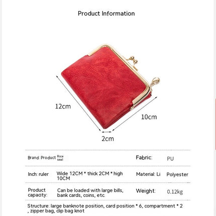 Simple Women's Mini Wallet Short Coin Purse Tri-fold Wallet Money Bag Ladies (with Zipper and Kiss Lock)