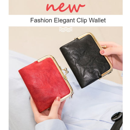 Simple Women's Mini Wallet Short Coin Purse Tri-fold Wallet Money Bag Ladies (with Zipper and Kiss Lock)