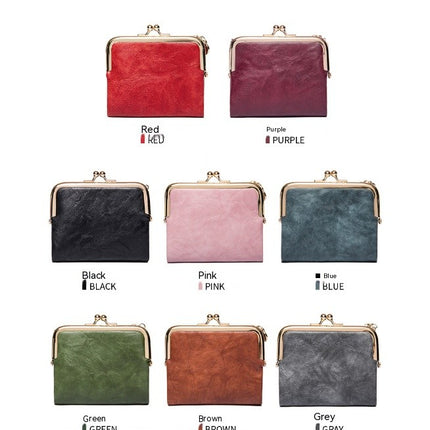 Simple Women's Mini Wallet Short Coin Purse Tri-fold Wallet Money Bag Ladies (with Zipper and Kiss Lock)