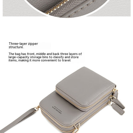 Touch Screen Phone Bag Women Multi Zipper Shoulder Bag Fashion Mini Slanting Purse Touch Screen Women's Bag